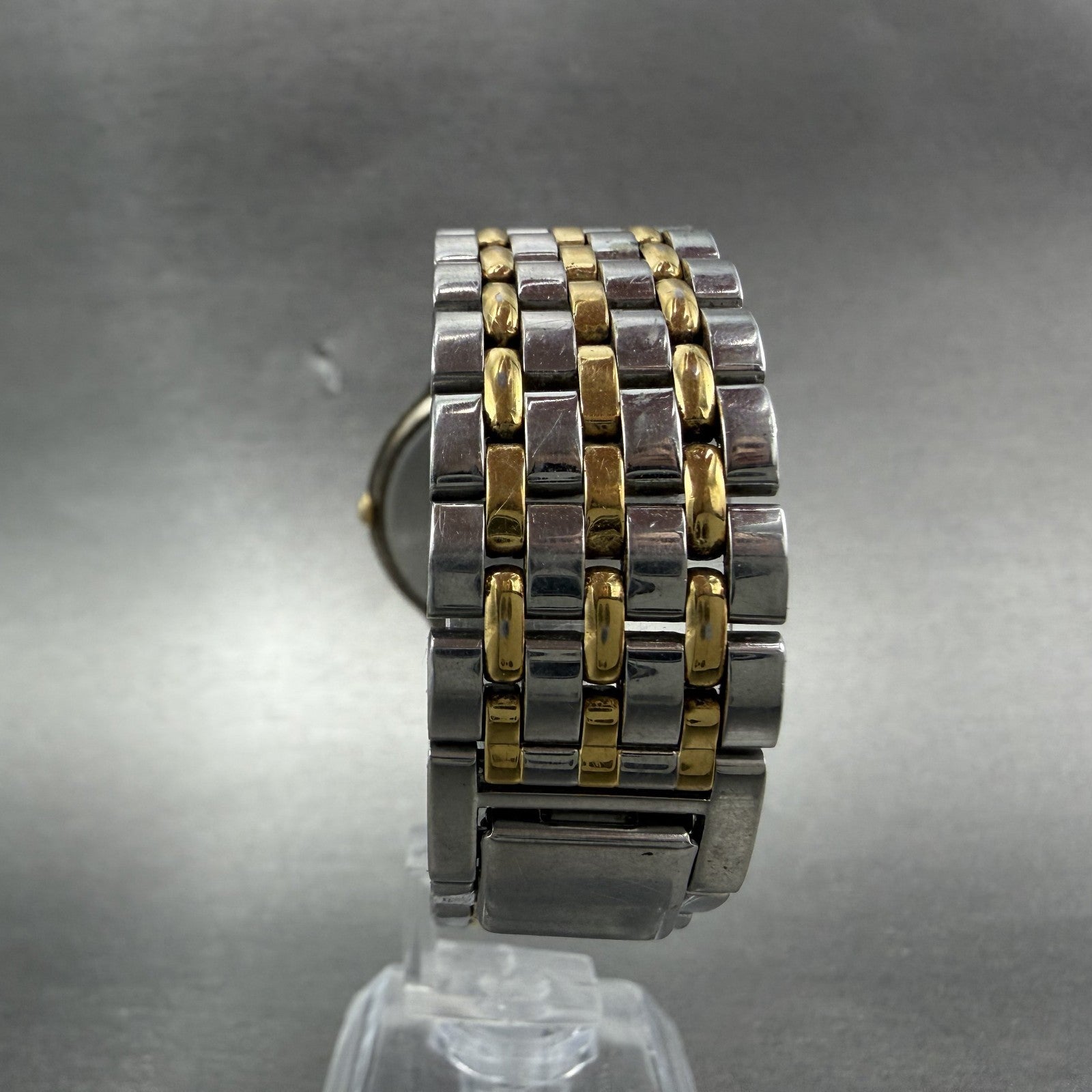 Seiko Watch Men 34mm Black Dial Two Tone Round  Vintage V701-1K20 New Battery7