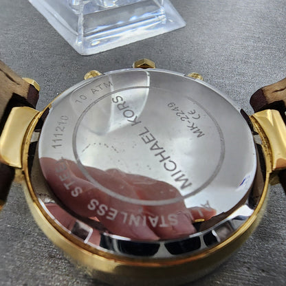 Michael Kors Parker Watch Women 39mm Champagne Dial Gold Tone MK2249 New Battery9