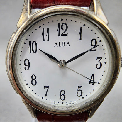 Seiko ALBA Watch Women 26mm White Dial Silver Tone Round V5010ET0 New Battery2