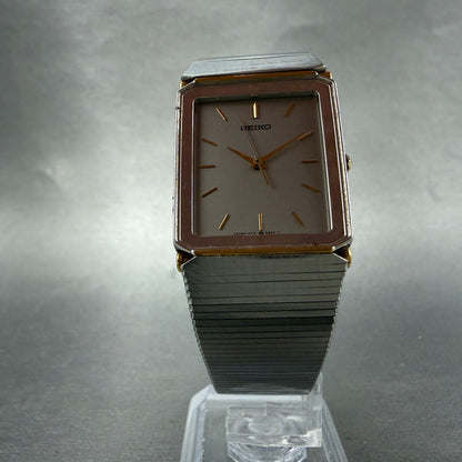 Seiko Tank Watch Men 25mm Silver Dial Two Tone READ!!!!!! 5P31-5A80 New Battery6