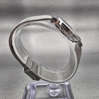 Skagen Watch Women 26mm Silver Dial Silver Tone Date Round  355SSS1 New Battery8
