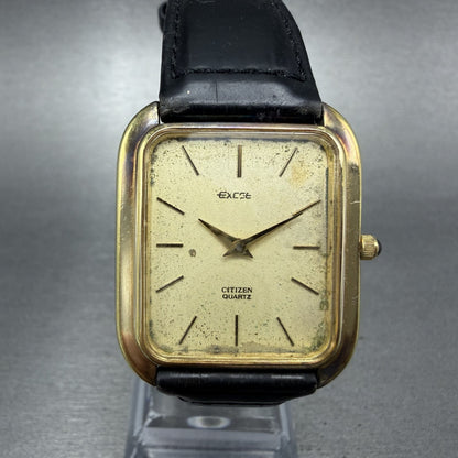 Citizen Exceed Tank Watch Men 28mm Champagne Dial Gold Tone Rectangle New batt0