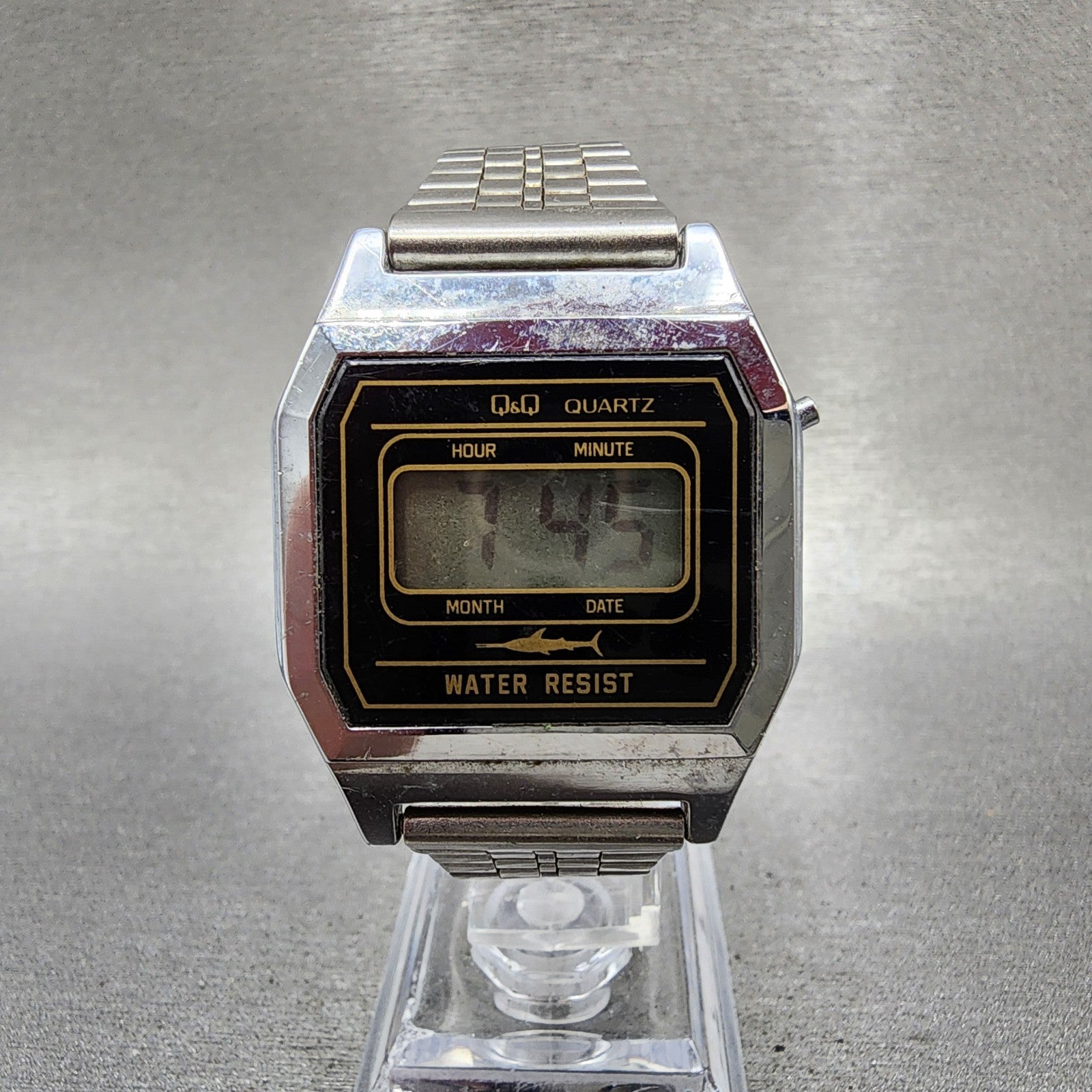 Citizen Q&Q Digital Watch Men 33mm Digital Black Dial Steel Octaogn New Battery0