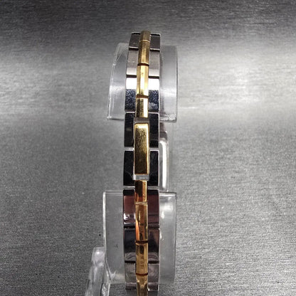 Seiko Tank Watch Women 13mm White Dial Two Tone Rectangle 2E20-7479 New Batteryv7