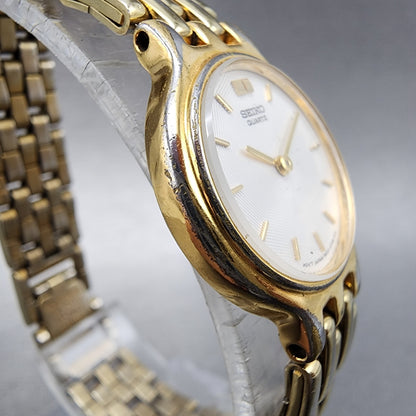 Seiko Watch Women 22mm White Dial Gold Tone Round 1n000a99 New Battery3