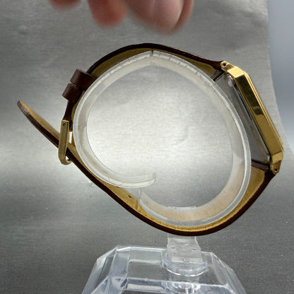 Orient VX Tank Watch Men 27mm Champagne Dial Gold Tone Rectangle New Battery8