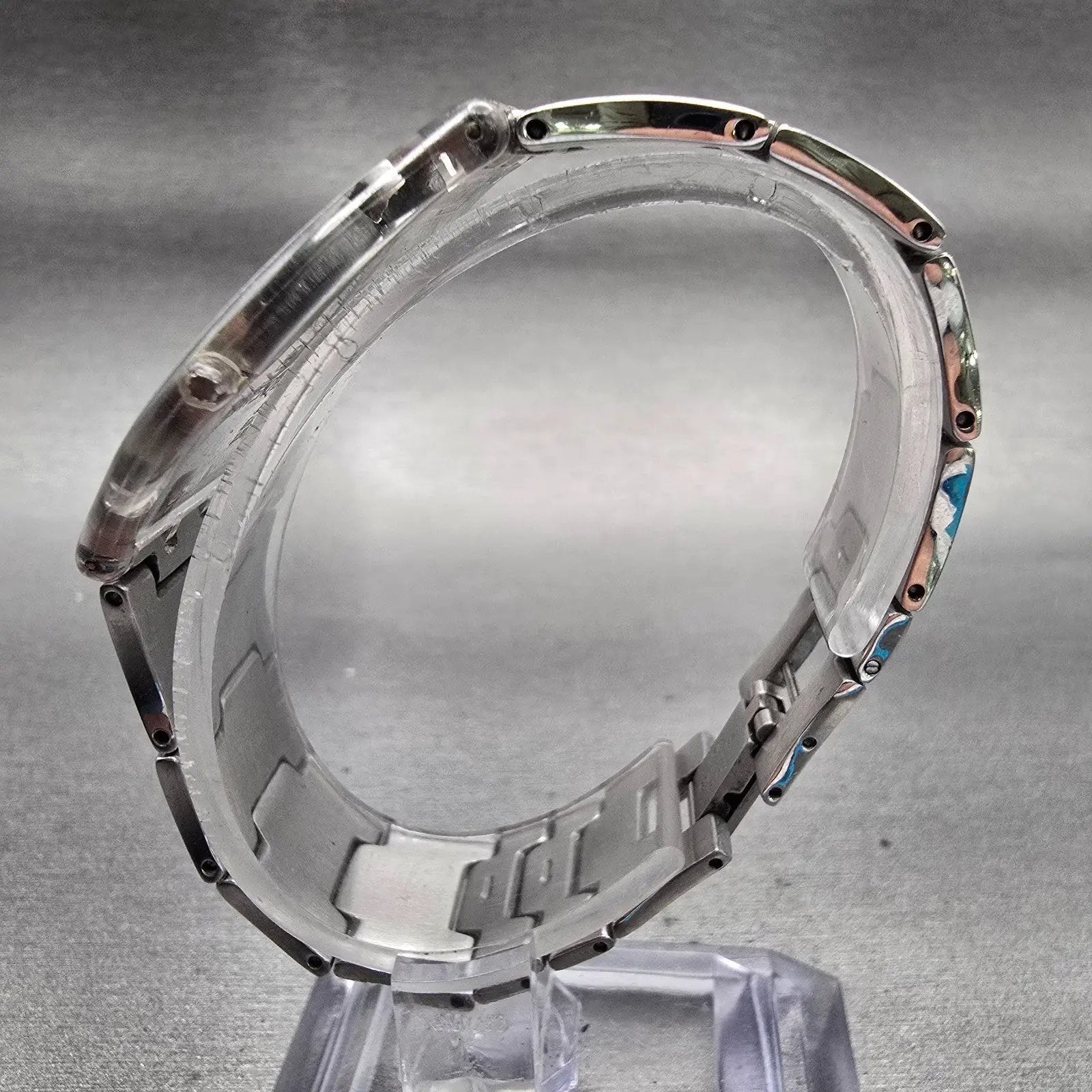 Swatch Skin CLIMBER FLOWERY Watch Women Silver Dial Clear Case SFK300G New Batt6