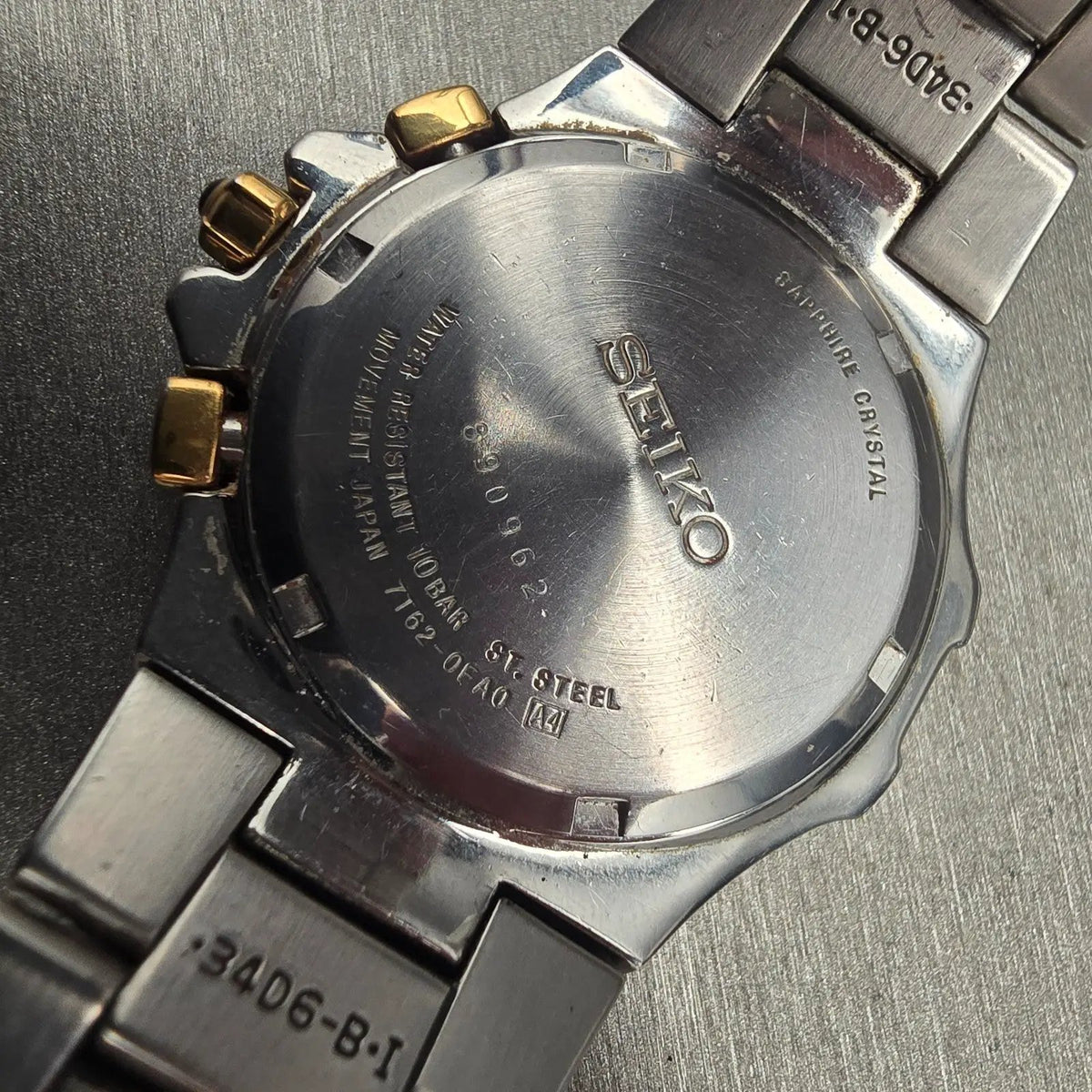Seiko Coutura Chronograph Watch Men 39mm Gray Dial Two Tone Date 7T62-0FA0 Works10
