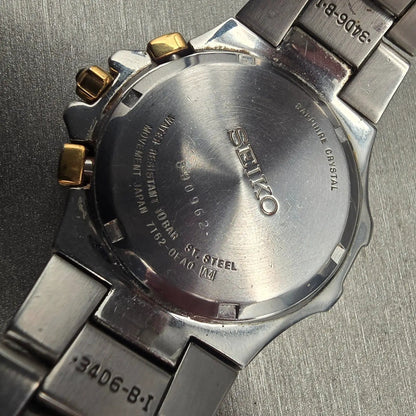 Seiko Coutura Chronograph Watch Men 39mm Gray Dial Two Tone Date 7T62-0FA0 Works10