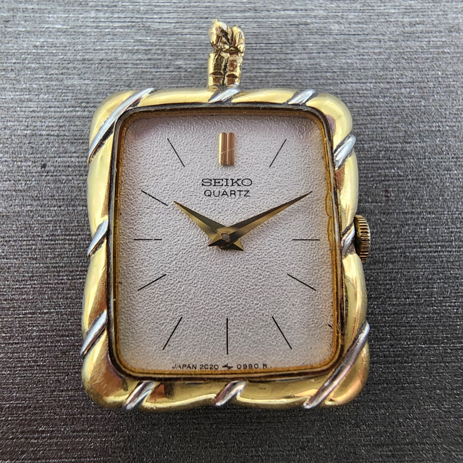 Seiko Pendent Watch Women 18mm Silver Dial Two Tone 2c205470 New Battery READ!!1