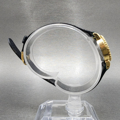 Seiko Watch Women 20mm Black Dial Gold Tone Oval 165199 New Battery10