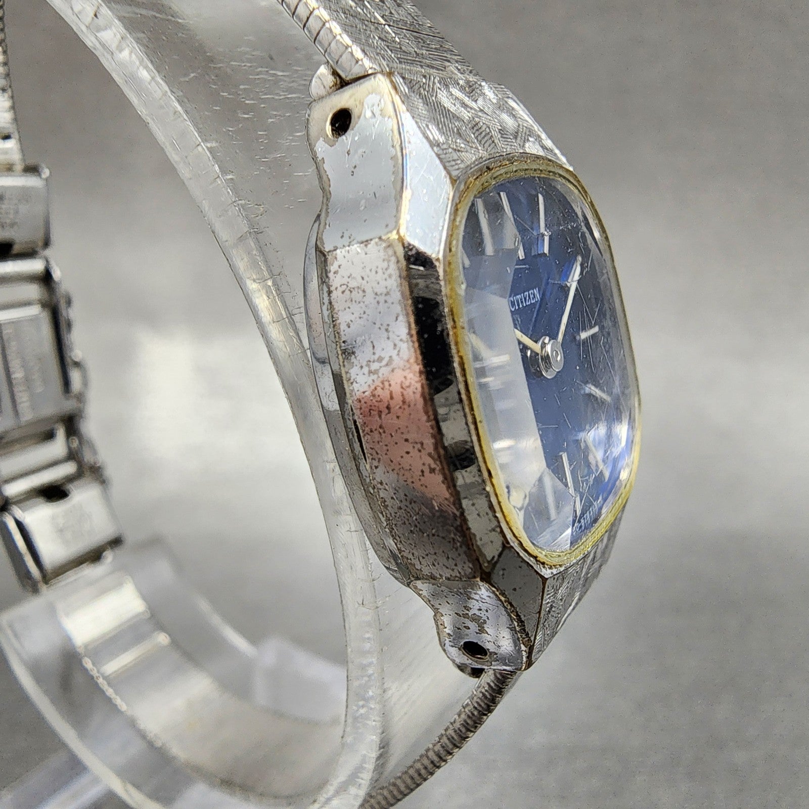 Citizen Watch Women 19mm Blue Dial Silver Tone Manual Runs 46761733