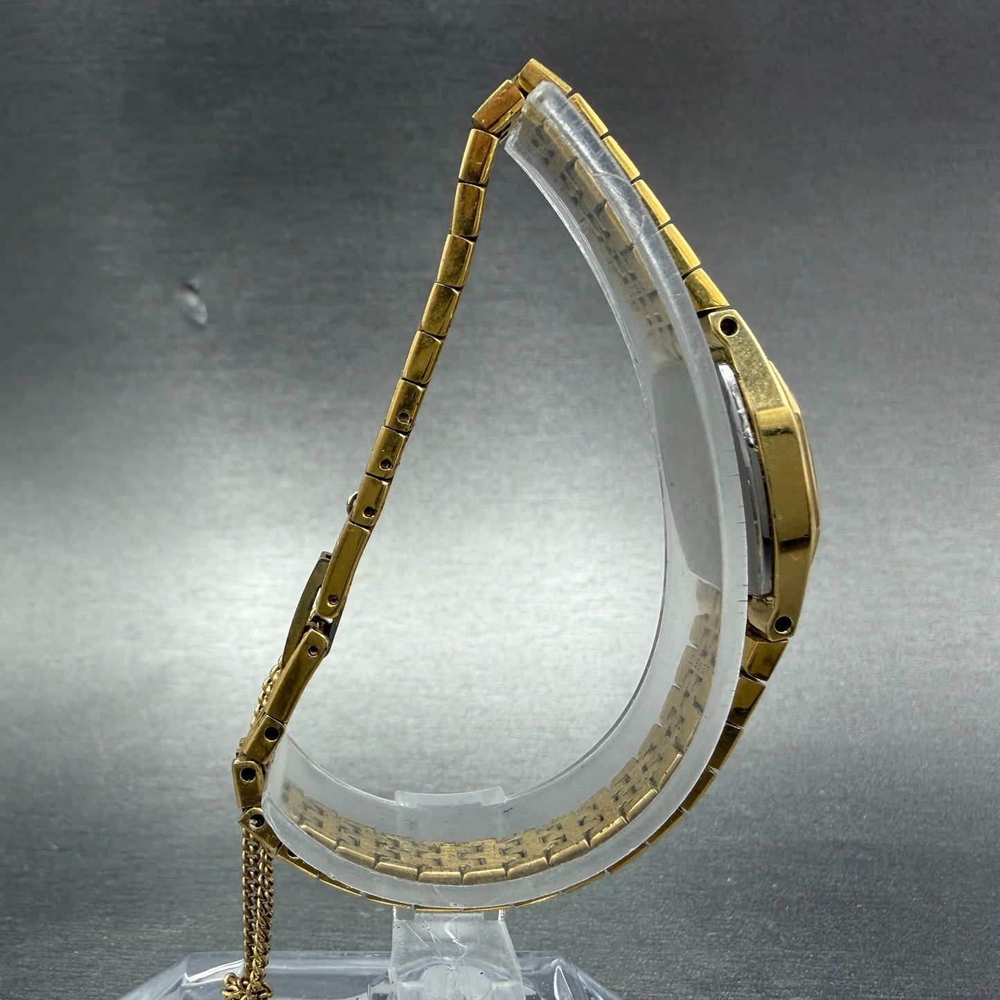 Seiko Watch Women 17mm Champagne Dial Gold Tone Rectangle 2C20-5749 New Battery28