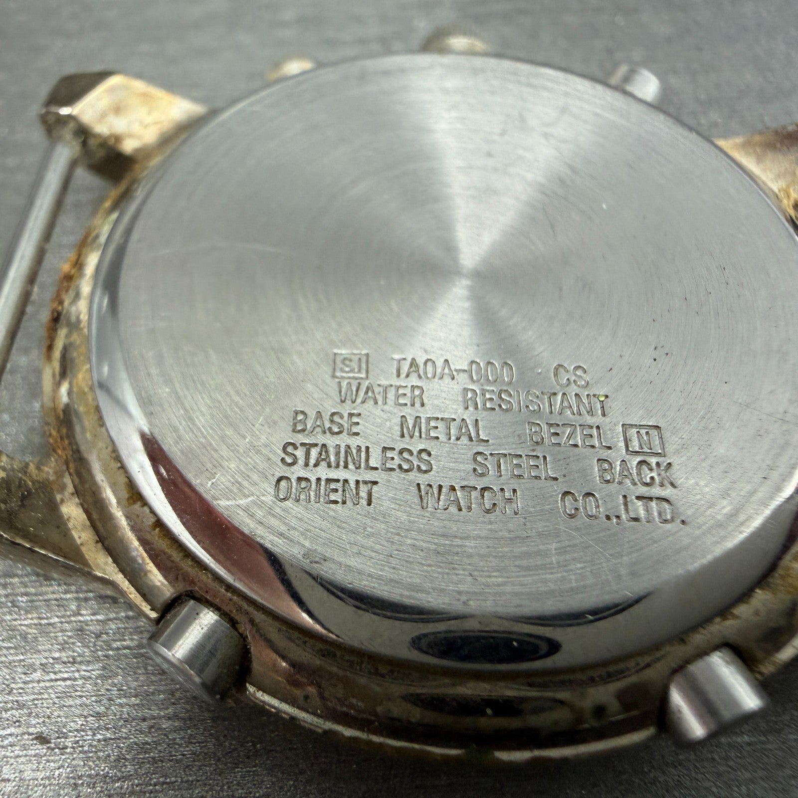 Orient Chronograph Watch Men 37mm Blue Dial Silver Tone Alarm TA0A-000 PARTS7