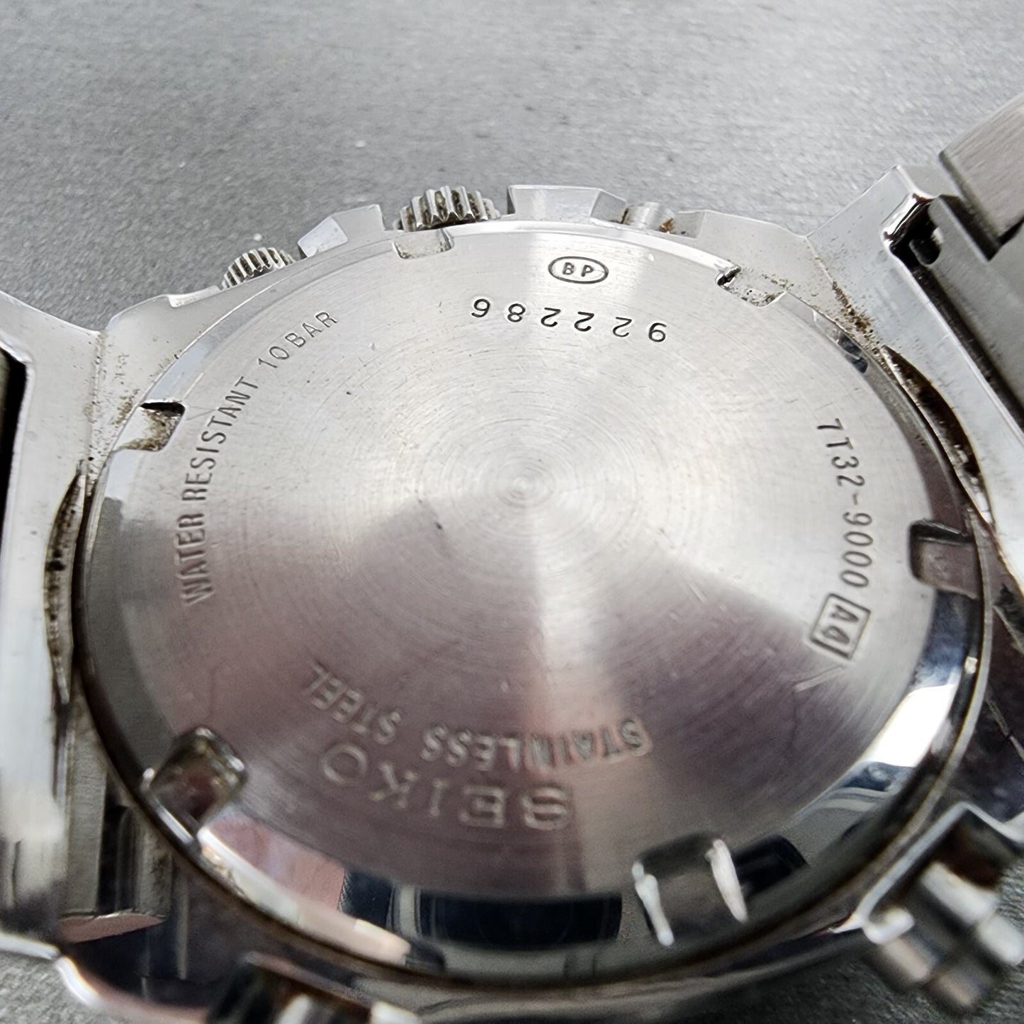 Seiko Chronograph Watch Men 38mm Blue Dial Silver Tone Date 7t32-9000 New Batt