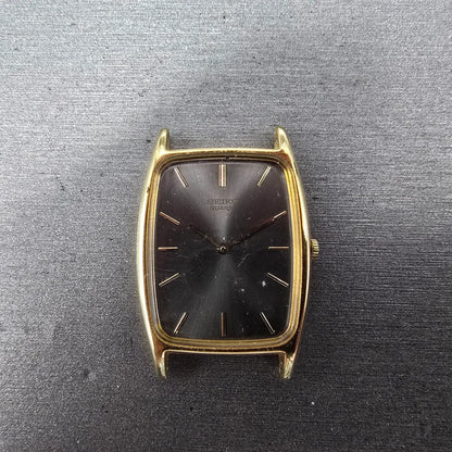 Seiko Tank Watch Men 25mm Gray Dial Gold Tone Rectangle 7430-5550 VTG PARTS0