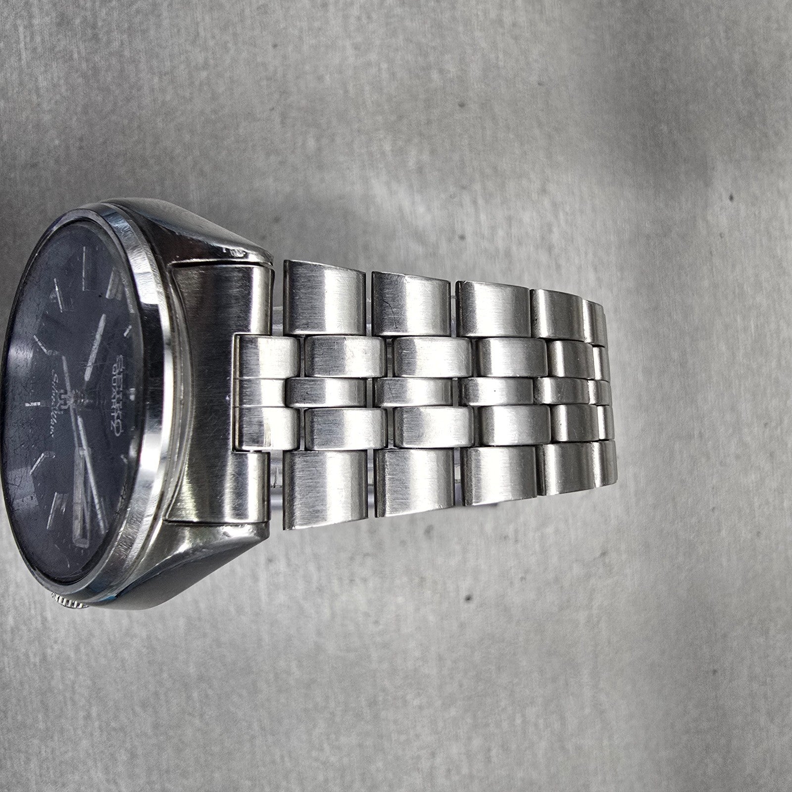 Seiko SilverWave Watch Men 35mm Black Dial Silver Tone Daydate 8229-7038 New Bat4