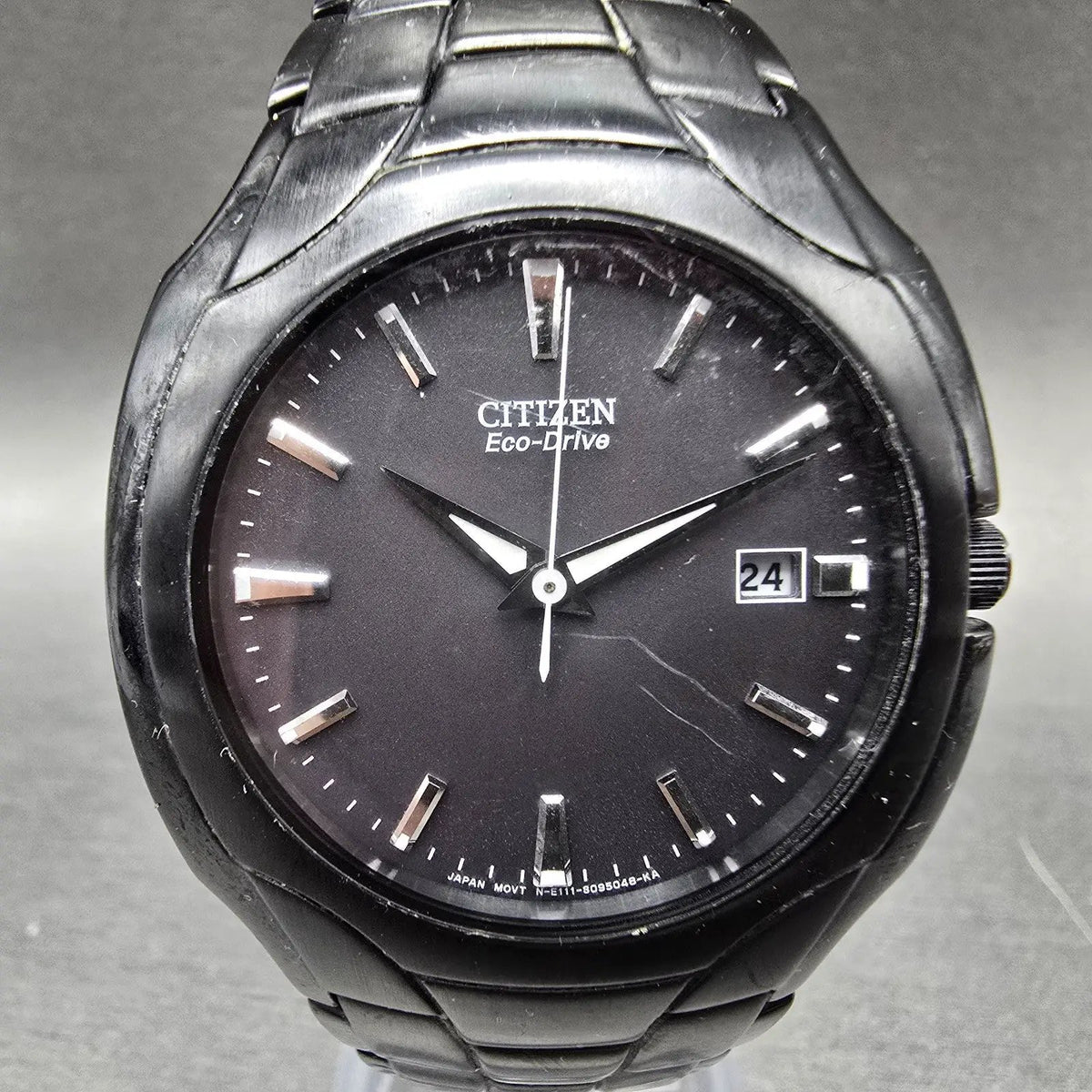 Citizen Eco-Drive Watch Men 38mm Black Dial Black Tone Date E111-S063426 Runs JP0