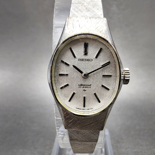 Seiko Special Watch Women 19mm White Dial White Gold Plated Manual Wind Runs0