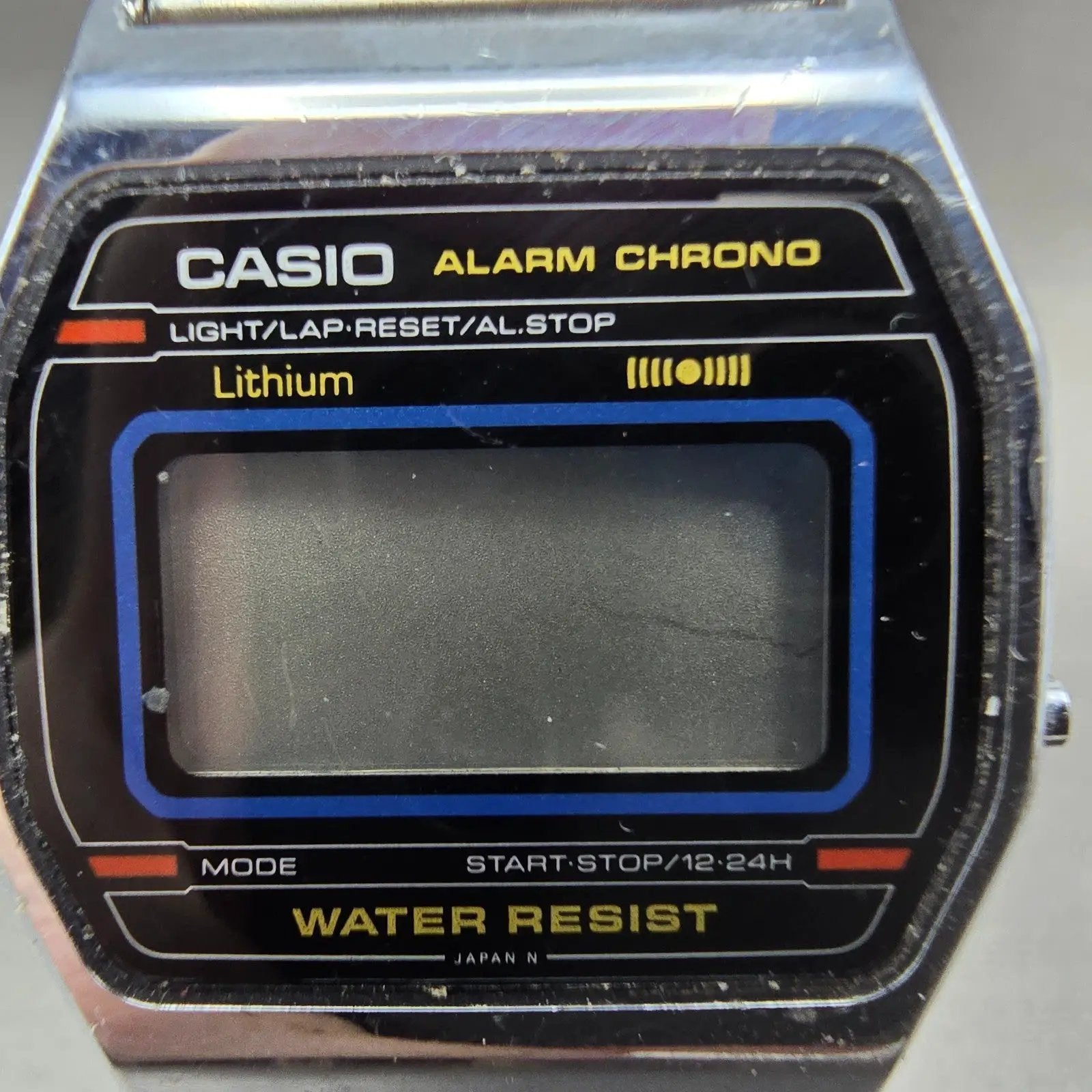 Casio A161 Watch Men 33mm Silver Tone Digital Alarm Chronograph PARTS2