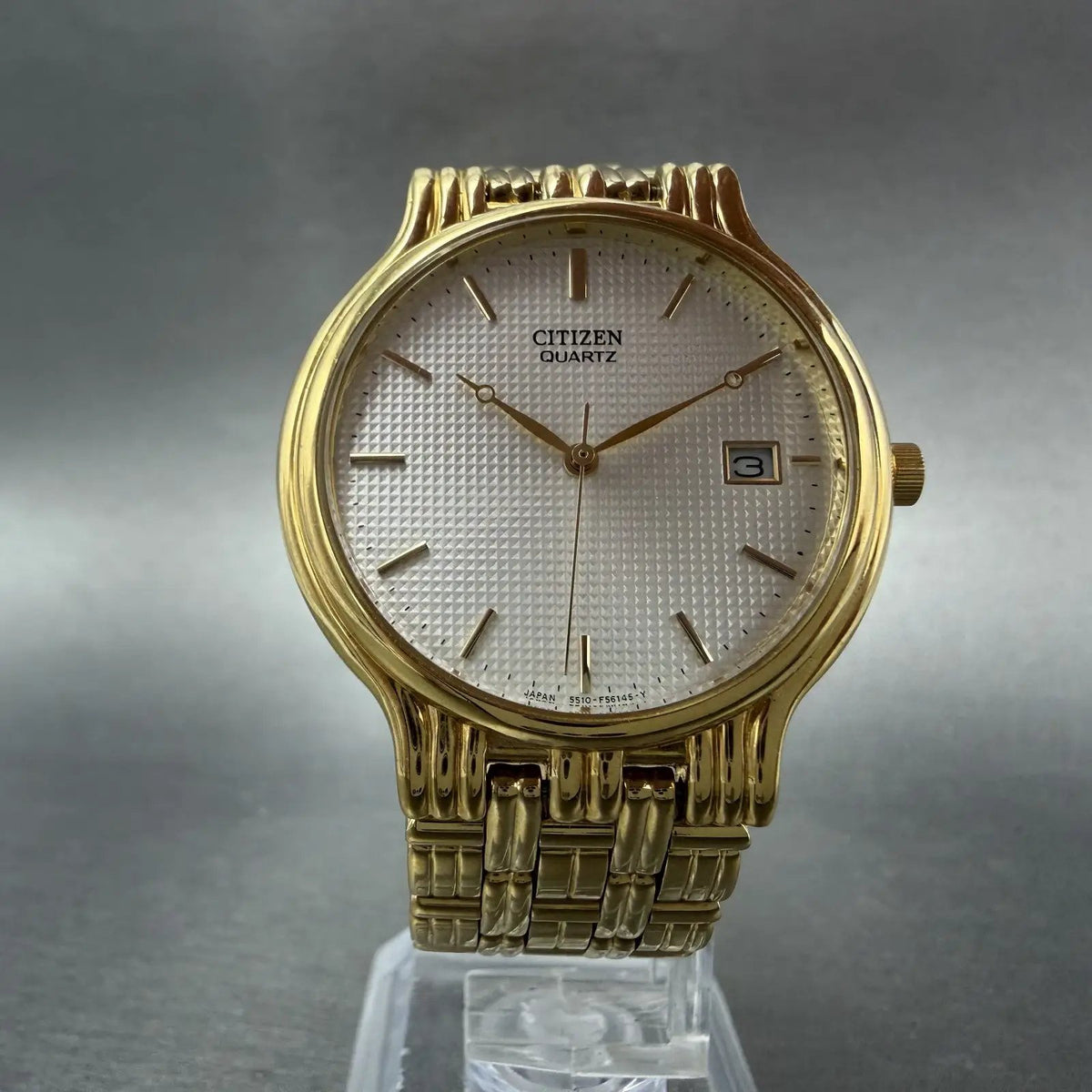 Citizen Watch Men 34mm White Dial Gold Tone Date Round 5510-F52584 New Battery5