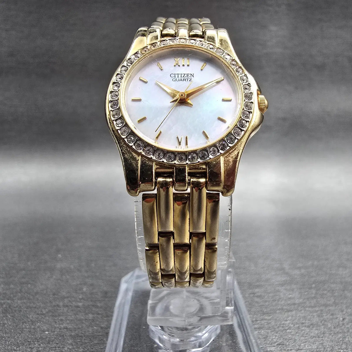 Citizen Watch Women 22mm MOP Dial Gold Tone Gemmed 1032-S011035 New Battery5