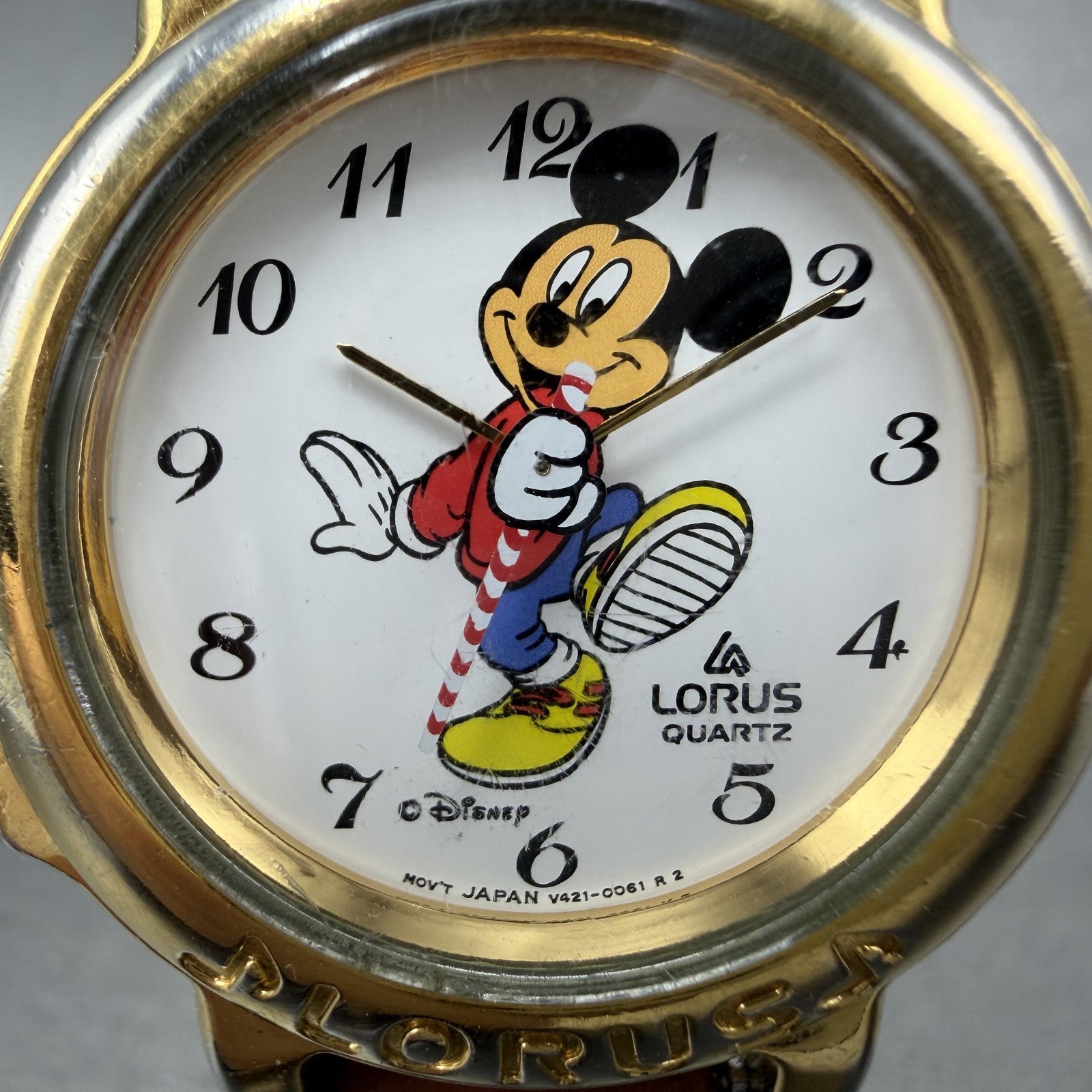 Lorus Mickey Mouse Watch Women 34mm White Dial Gold Tone V421-0020 New Battery1