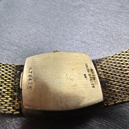 Bulova Accutron Watch Women 19mm Silver Dial 10K Gold Filled Oval READ! New Batt9