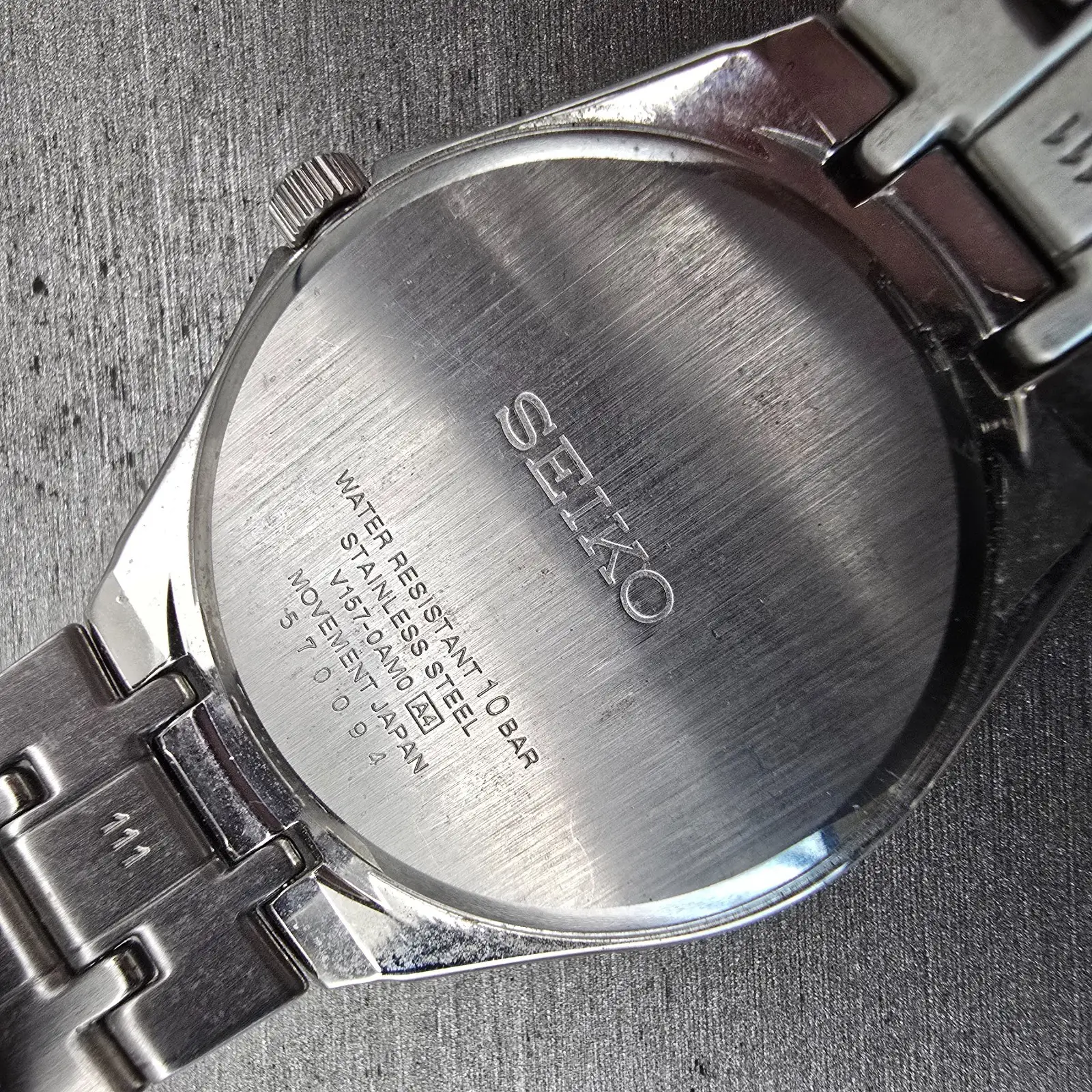 Seiko Solar Watch Men 38mm Black Dial Silver Tone Date Round V157-0AM0 Works10