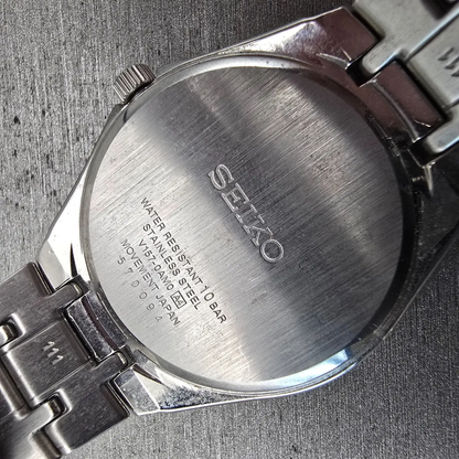 Seiko Solar Watch Men 38mm Black Dial Silver Tone Date Round V157-0AM0 Works10