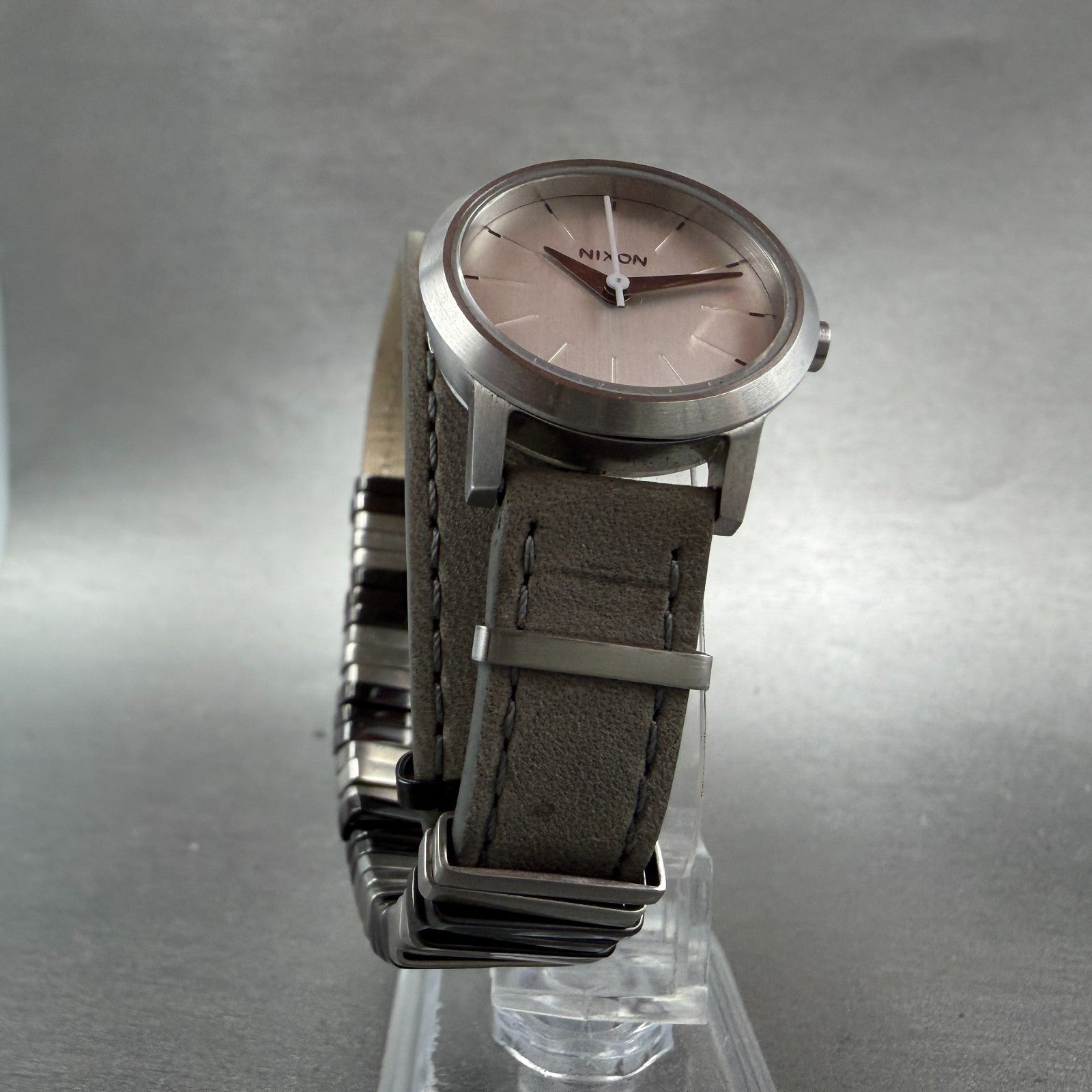 Nixon Kenzi Watch Women 26mm Silver Dial Silver Tone Round Wrap Around New Batt5