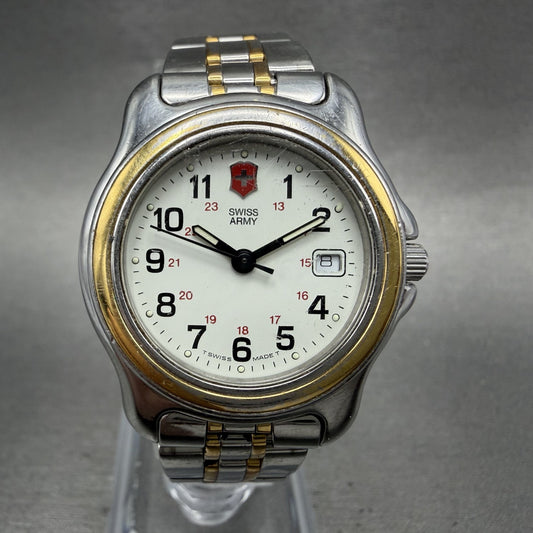 Victorinox Swiss Army Officer Watch Women 30mm White Dial Two Tone Date New Batt0