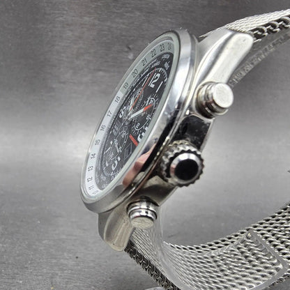 Citizen Eco-Drive World Timer Watch Men 43mm Black Dial Silver Tone Chrono Runs2