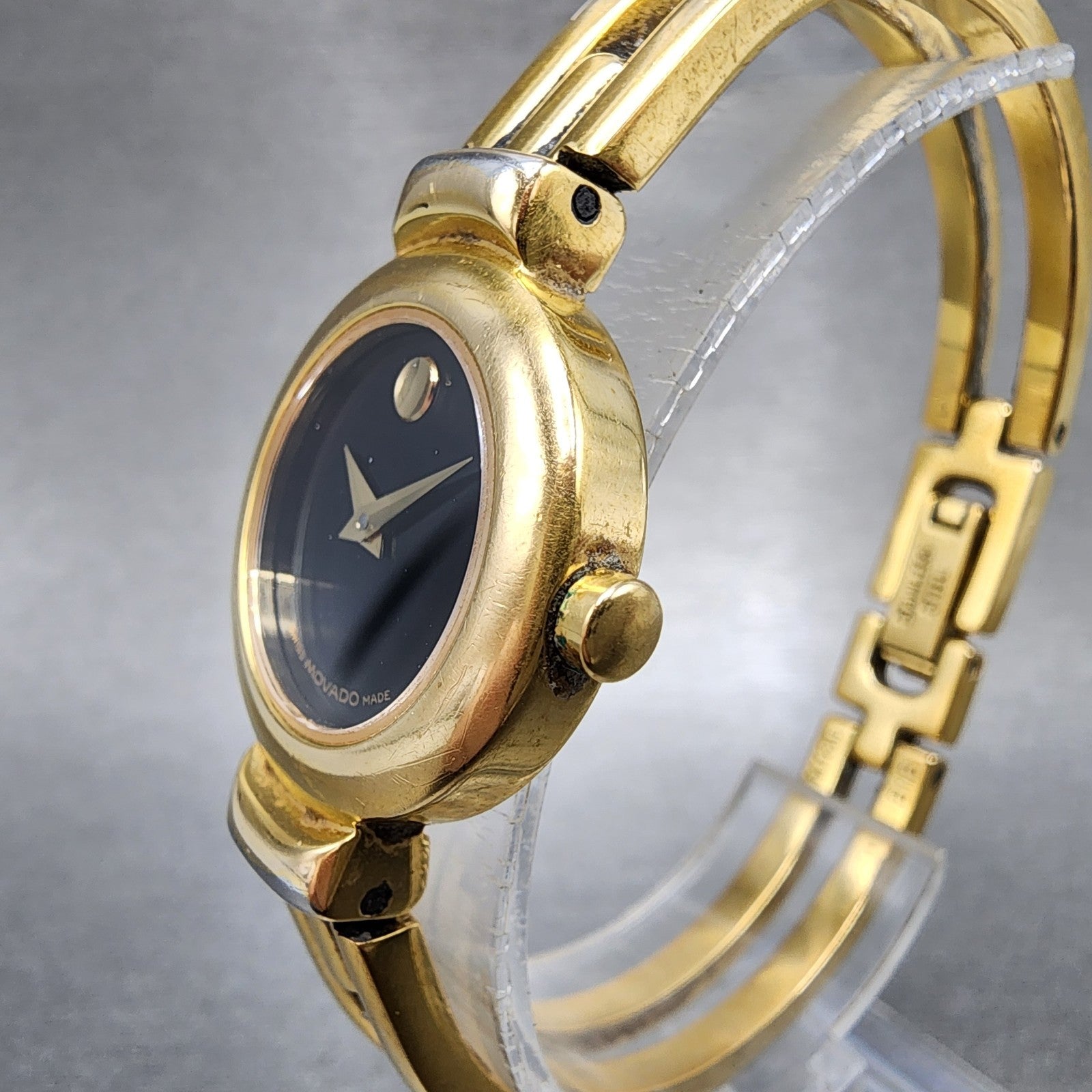Movado Harmony Watch Women 23mm Black Dial Gold Tone 88.A1.809.A New Battery3