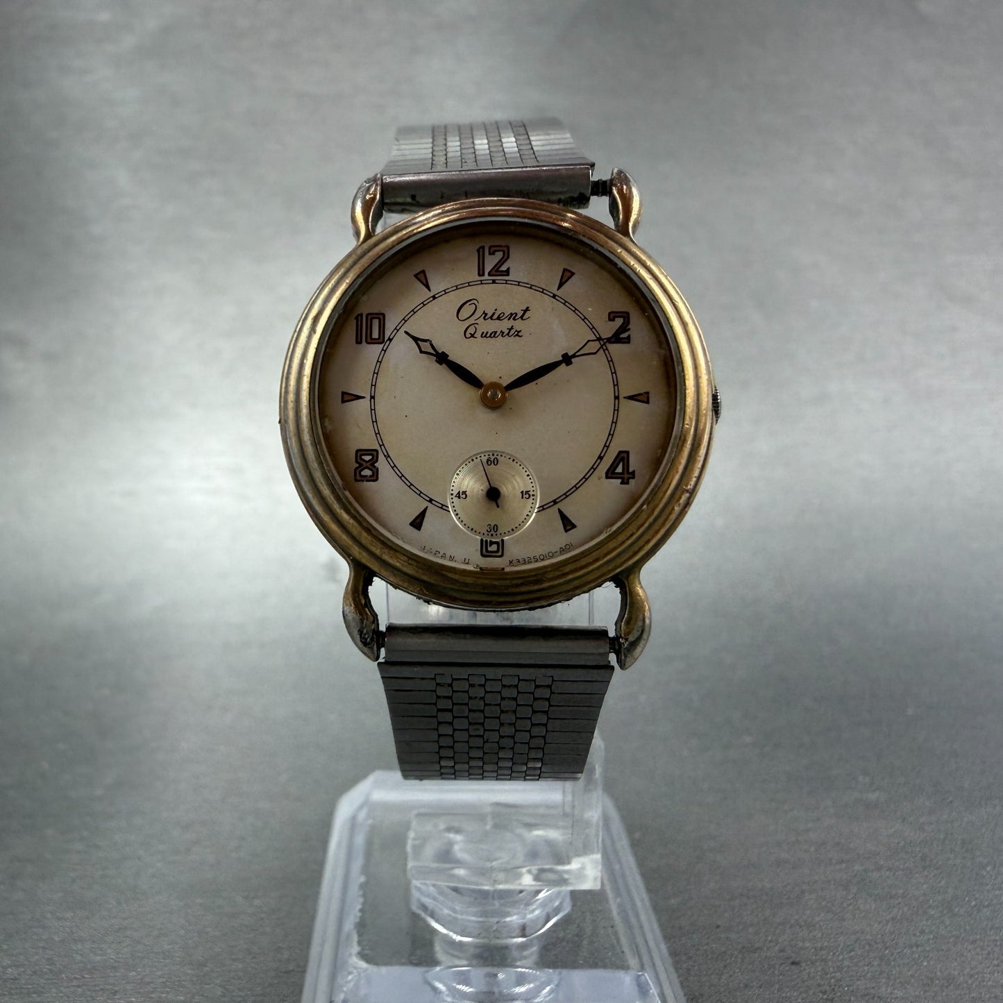 Orient Watch Men 30mm Silver Dial Gold Tone Round K33201-00 New Battery Vintage5