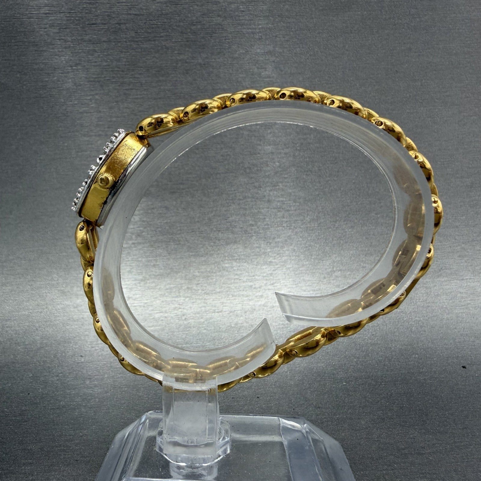 Gruen Watch Women 17mm White Dial Gold Oval Diamond Bezel New Battery VTG6