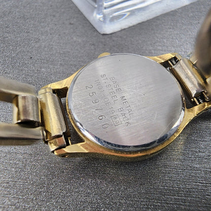 Seiko Watch Women 20mm White Dial Gold Tone Round 1N010E19 New Battery VTG9