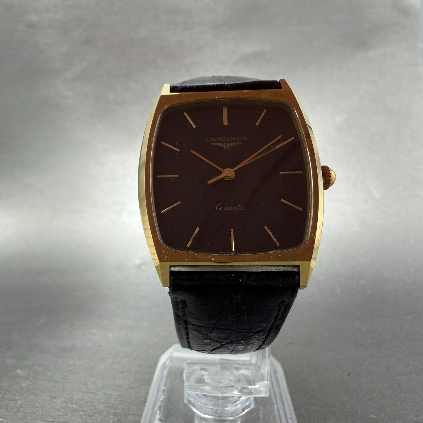 Longines Tank Watch Men 29mm Black Dial Gold Tone Rectangle  3699 952 New Batt5
