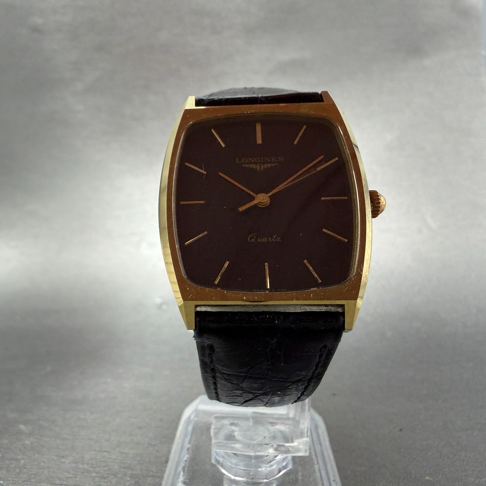 Longines Tank Watch Men 29mm Black Dial Gold Tone Rectangle  3699 952 New Batt5