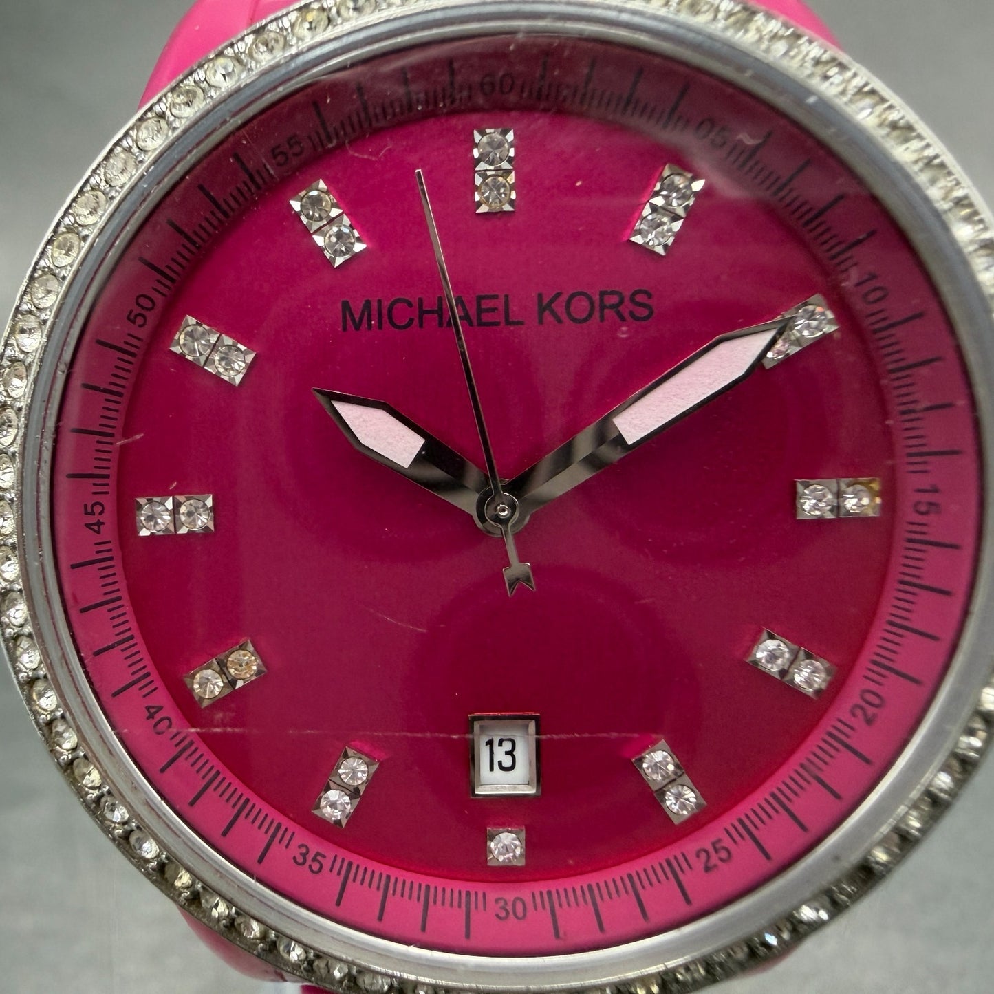 Michael Kors Ritz Watch Women 37mm Pink Dial Pink Tone Date Crystal New Battery1