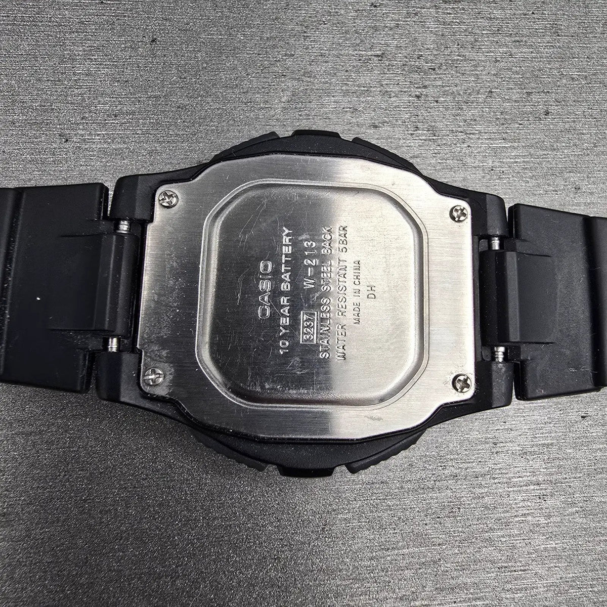 Casio Illuminator W-213 Digital Watch Men 40mm Black Silver Chrono Alarm New Bat10
