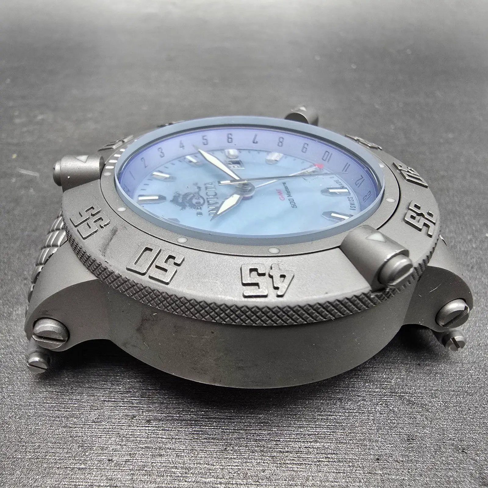 Invicta Sub Aqua GMT Watch Men 50mm Blue MOP Dial Steel Date Round 1148 New Batt3
