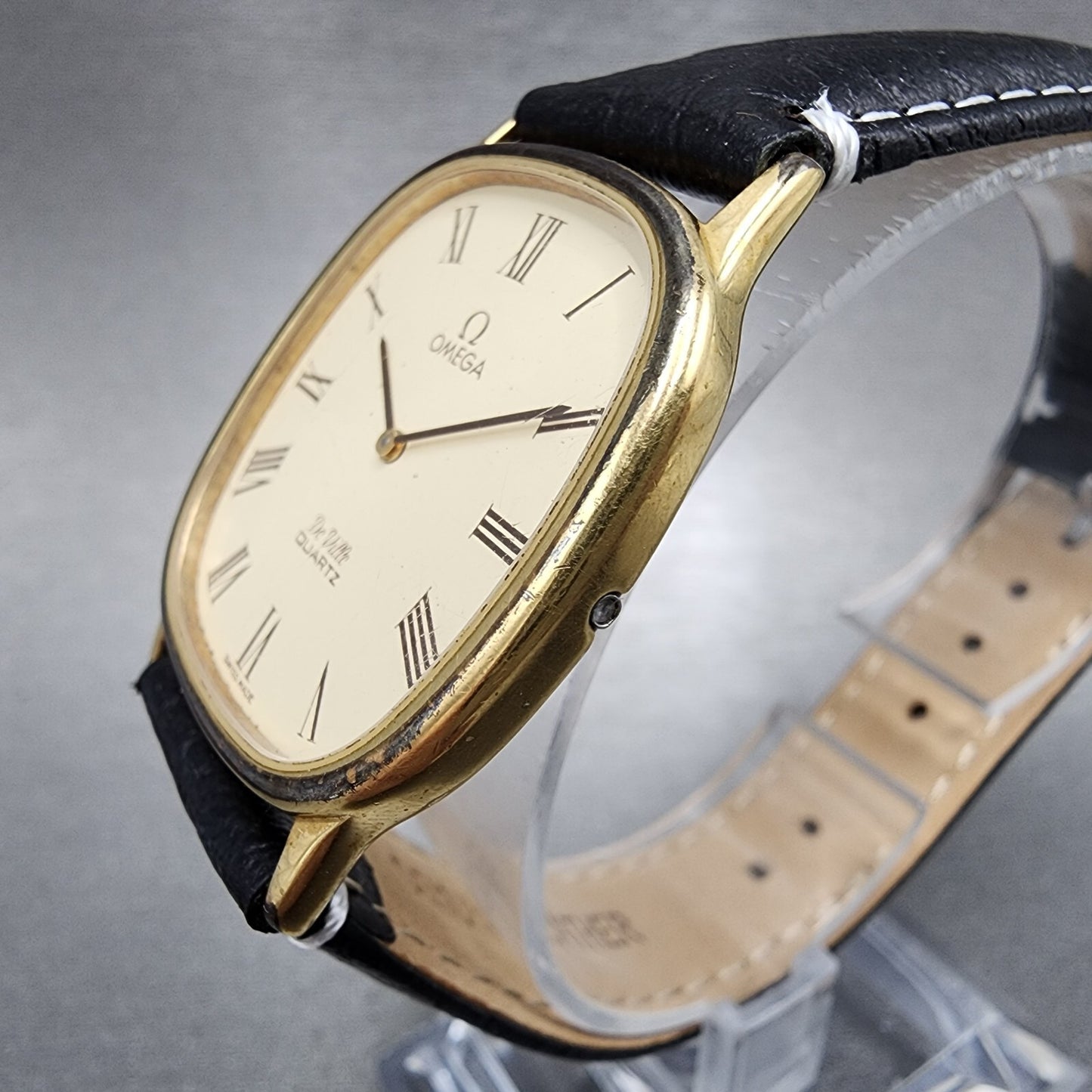 Omega De Ville Tank Watch Men 30mm Cream Dial Gold Plated 191.0132 New Batttery2