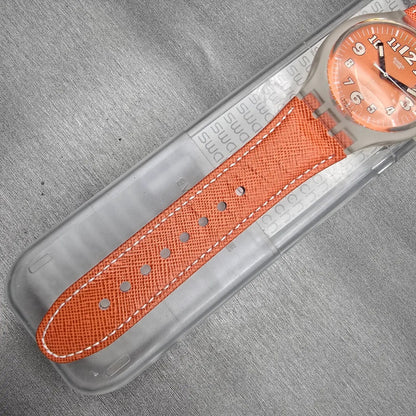 Swatch Squeezed Pumpkin Watch Men 44mm Orange Dial Clear Case SUDK102 New Batt7