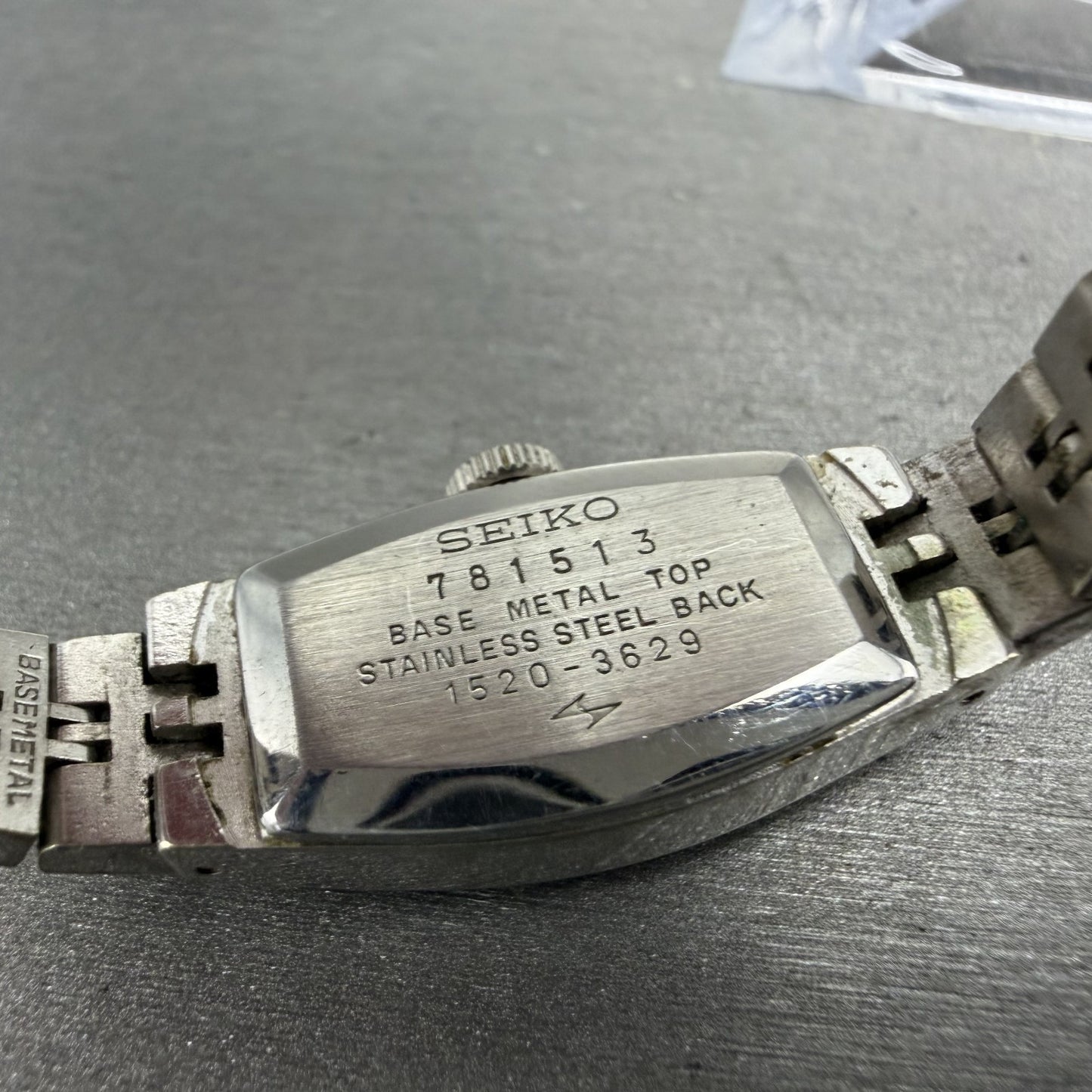 Seiko Watch Women 14mm Blue Dial Silver Tone Rectangle 1520-3629 Manual Runs9