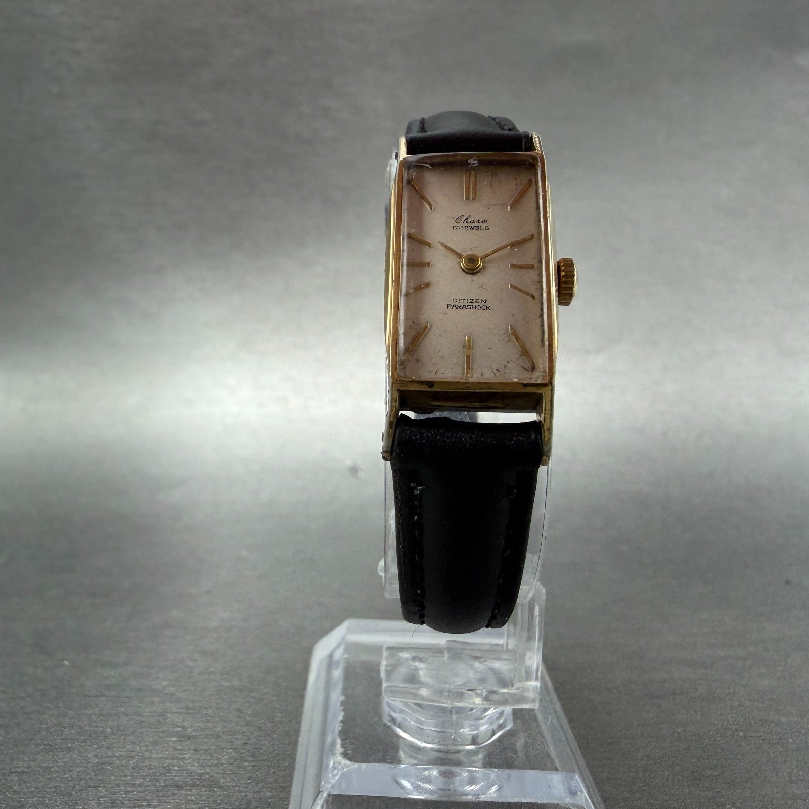 Citizen Charm Watch Women 15mm White Dial Gold Plated Manual Wind Runs VTG5