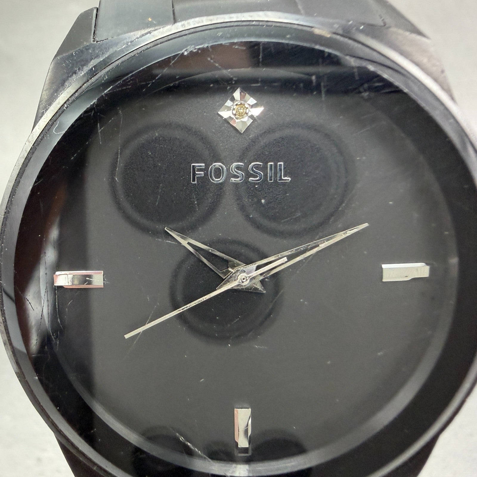 Fossil Watch Men 43mm Black Dial Black Tone Round FS4482 New Battery1