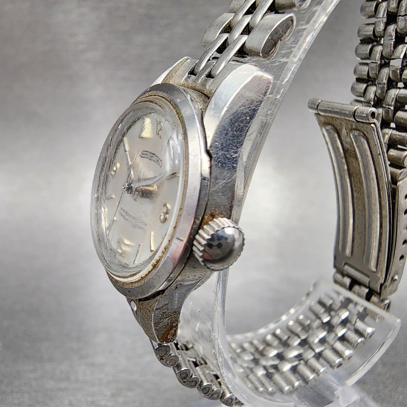 Seiko Watch Women 23mm Silver Dial Steel Round Manual Wind 21040091 PARTS3