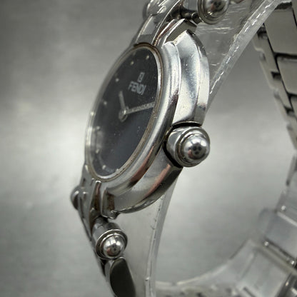 Fendi Watch Women 25mm Black Dial Silver Tone Round 750L New Battery Vintage2