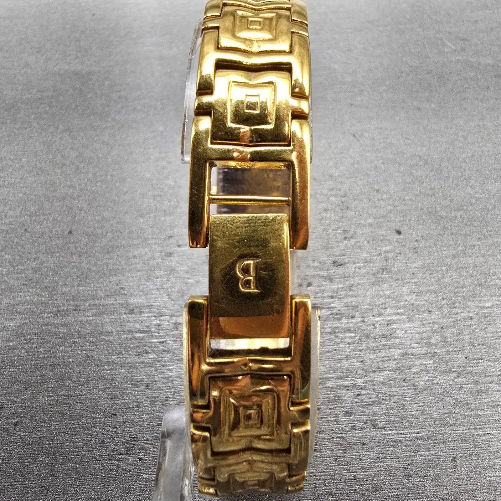 Bulova Watch Women 16mm Gold Dial Gold Tone Rectangle 98R52 New Battery Diamonds7
